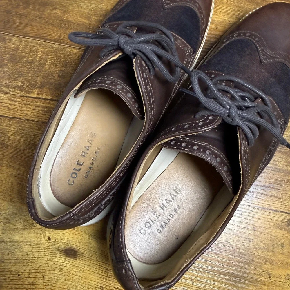 Cole Haan OriginalGrand C23413 Brown Leather Wool Wingtip Oxford Mens 8.5W